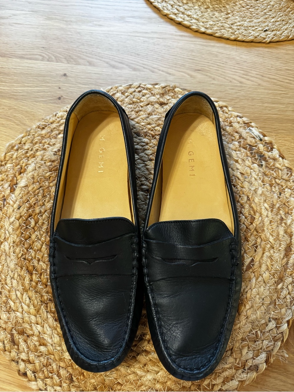 M.Gemi Black Leather Penny Loafers EU 42 Made in Italy